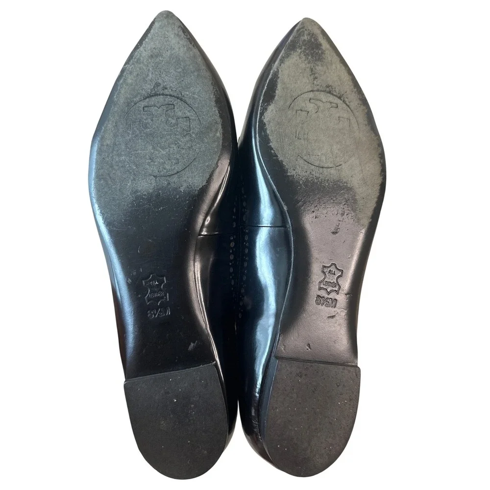 Tory Burch Darlene Two-Tone‎ Wingtip Pointed Toe Leather Flats 8.5